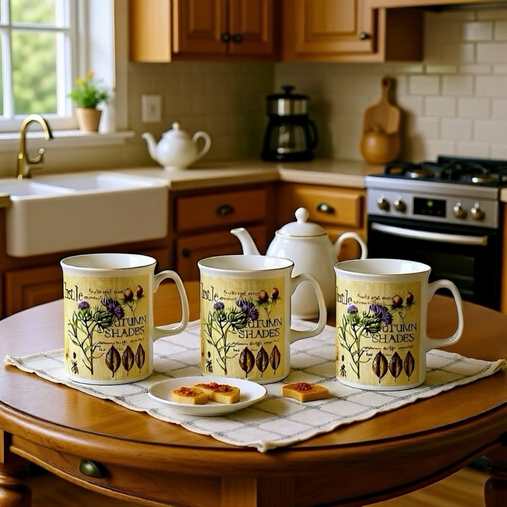 Vintage Rose of England “Autumn Shades”fine bone china mug set of 3